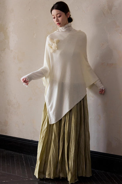 Autumn White Wool Cape