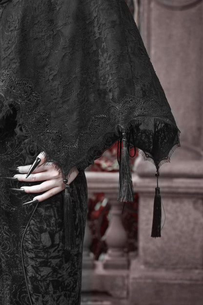 Crimson Blood Gothic Lace Cape Set-Up