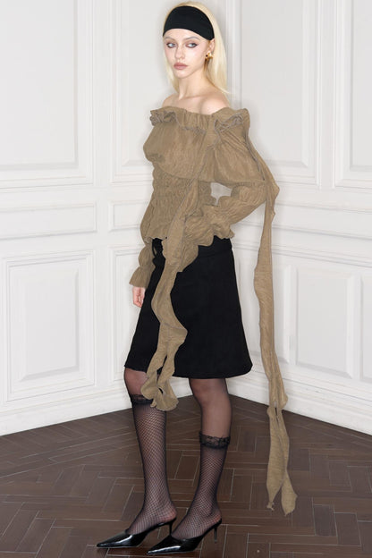 Tencel Handmade Pleated Lace Top