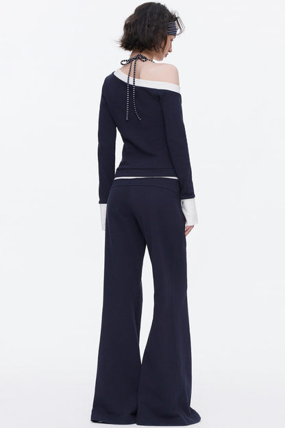 One-Shoulder Color-Blocked Top Set