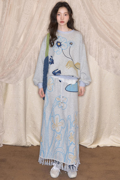 Flying Bird Print Skirt