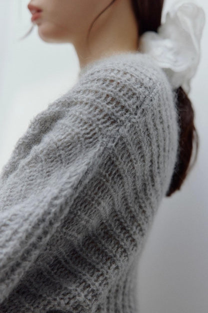 Furry Misty Gray Wool Top