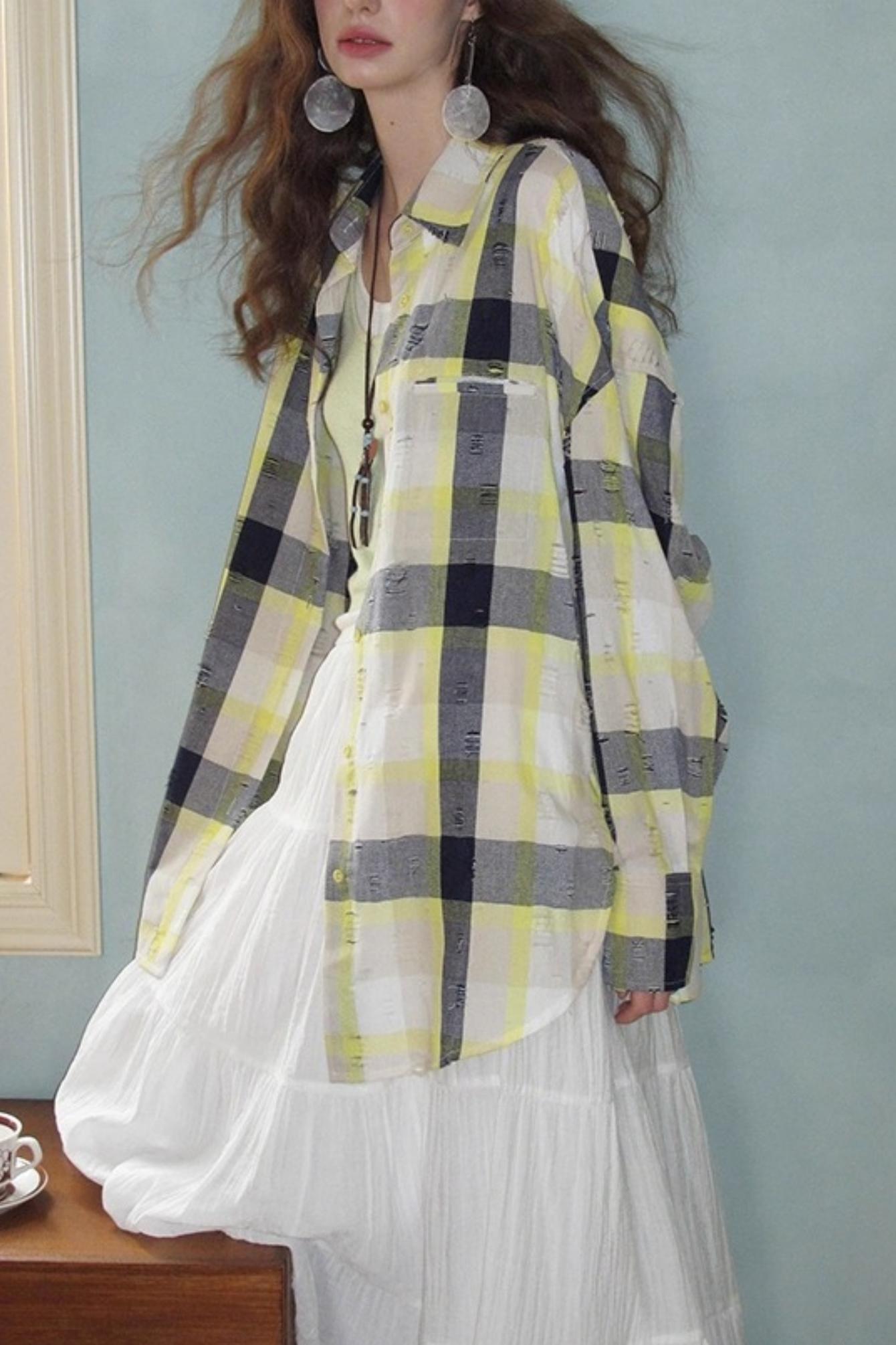 Neoclassical Ripped Check Shirt