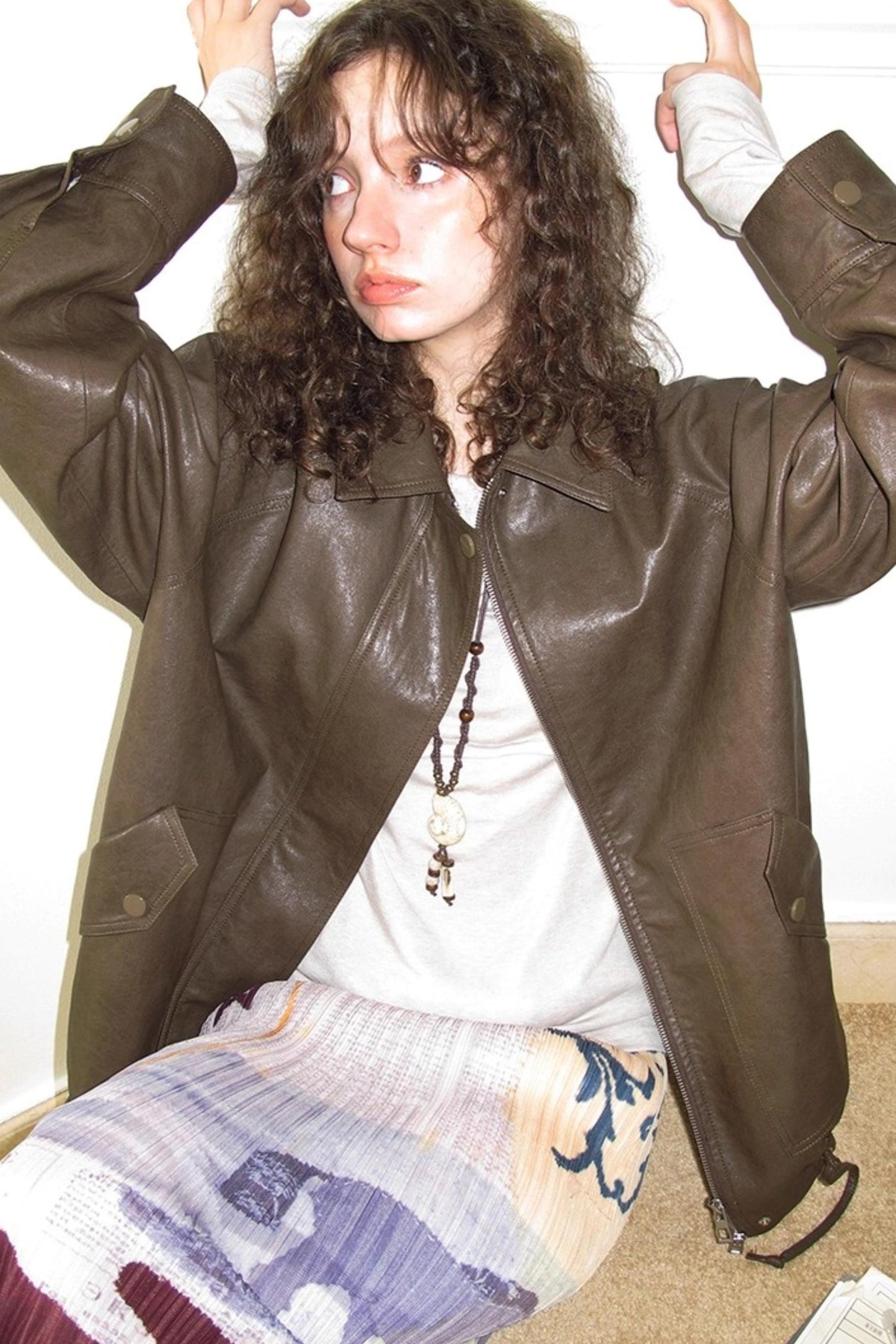 Vintage Matte Coffee Leather Jacket