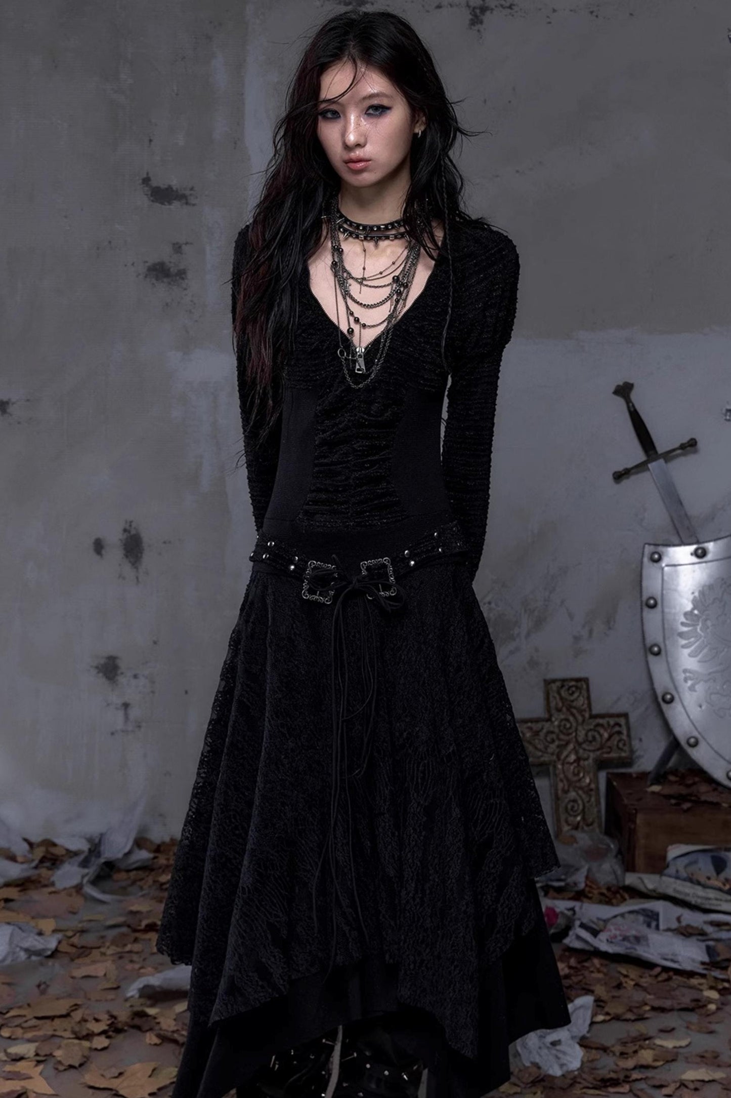 Court Dream Puff Sleeve Lace Maxi Dress