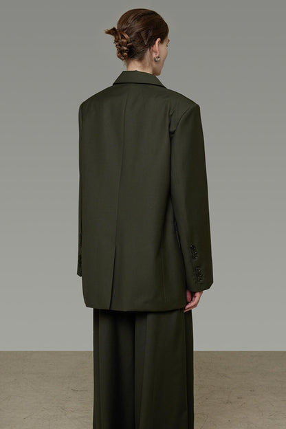 High-End Loose Pleated Coat Set-Up