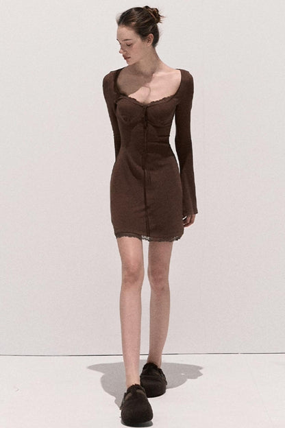 Basic Lace Knit Waist Dress