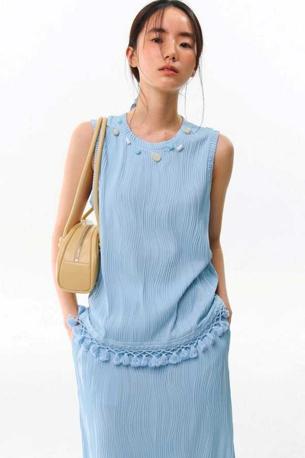 Blues Beach Fringed Vest Set-Up