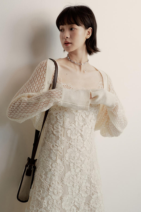 Cream Jacquard Cardigan