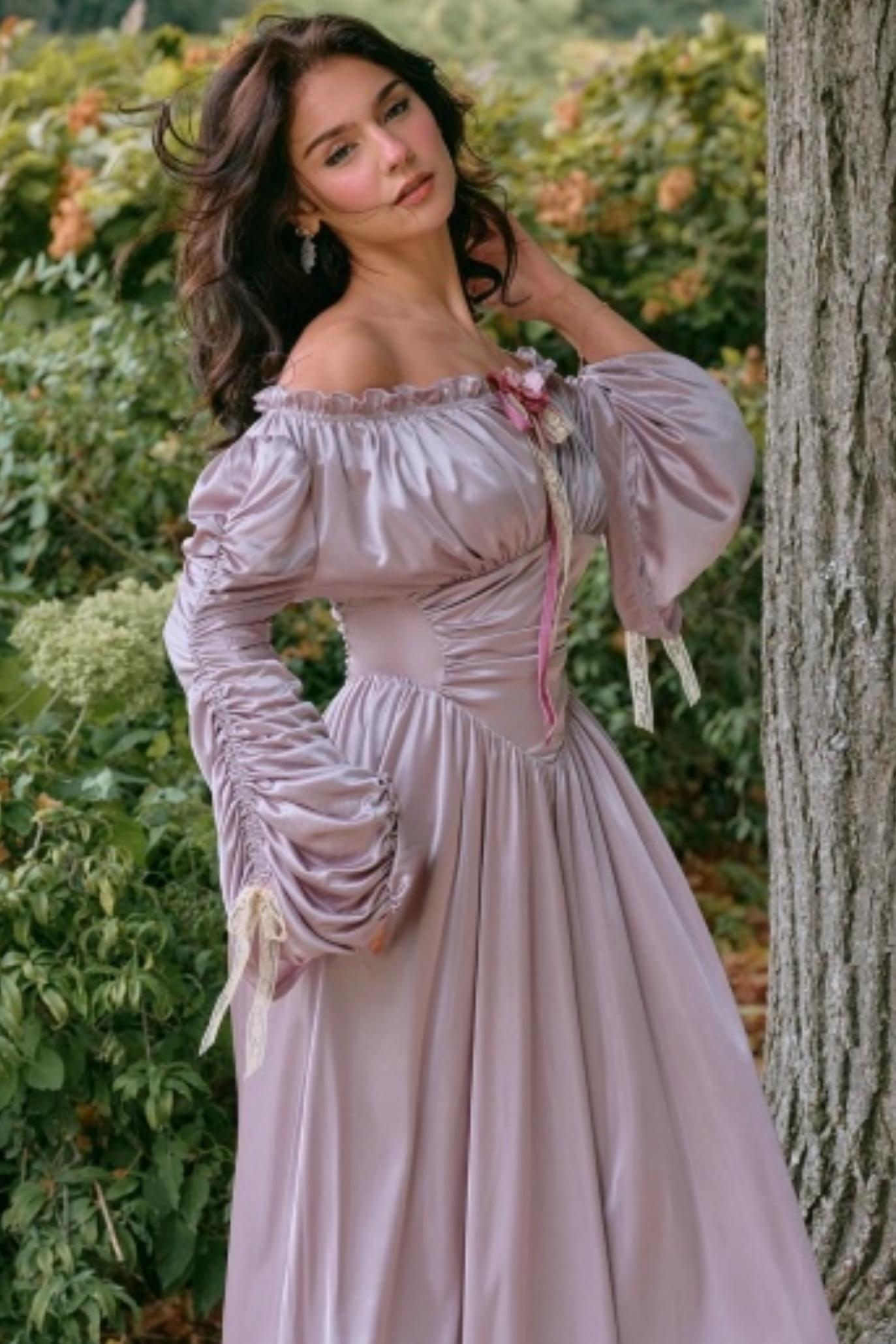 Satin Parthenon One-Shoulder Dress