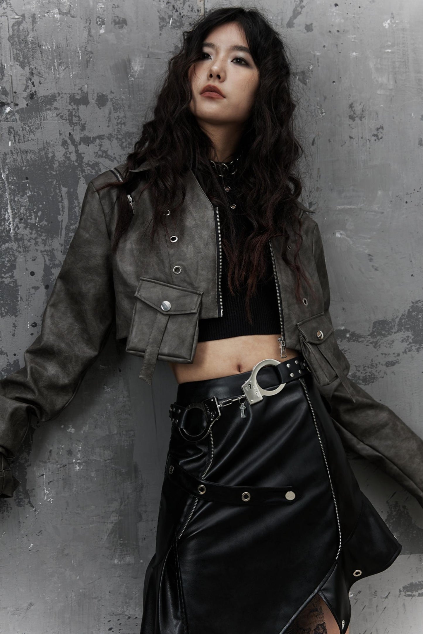 Vintage Distressed Punk Leather Jacket