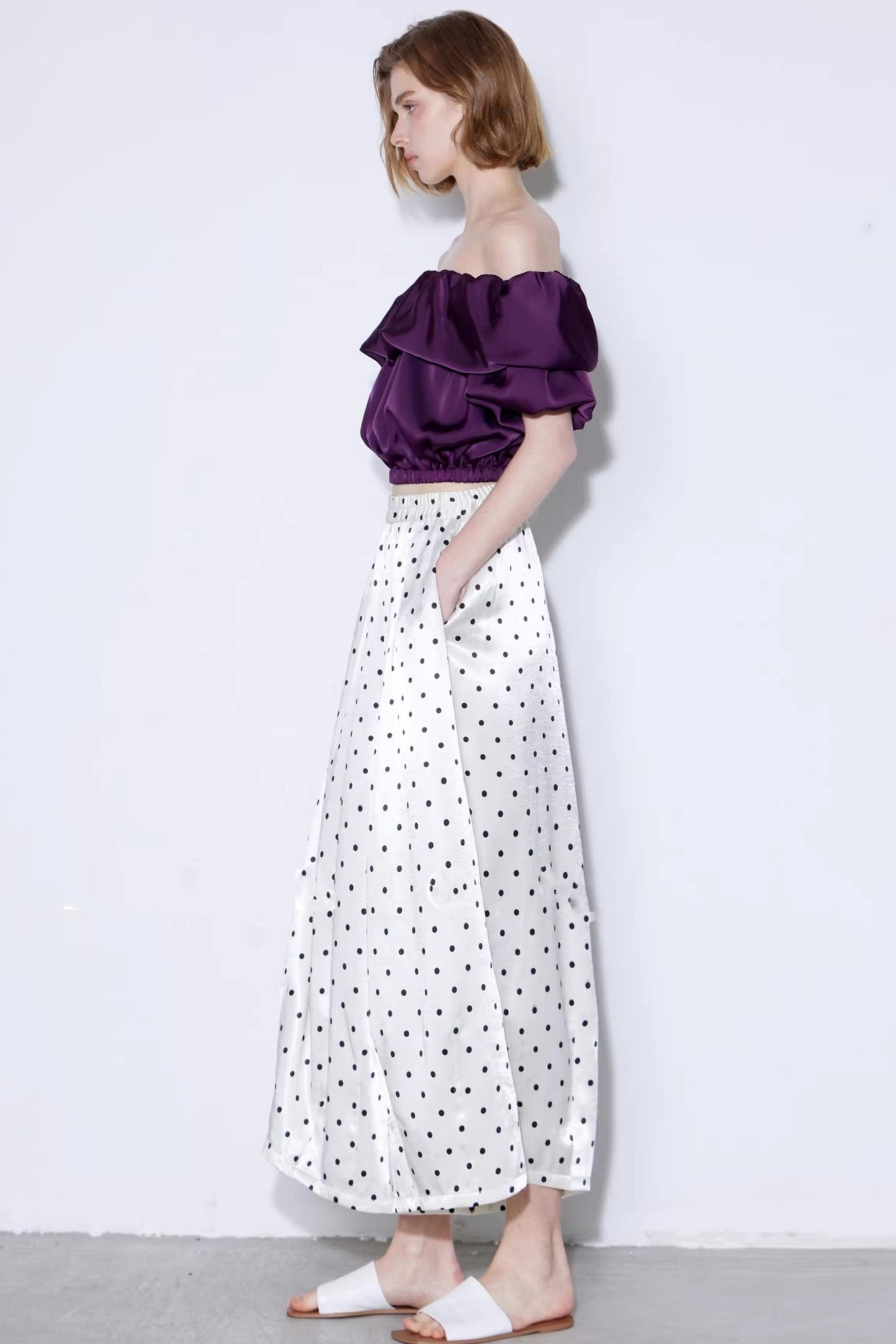 Off-White Polka Dot Silk Pants
