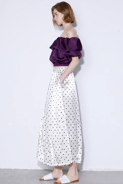 Off-White Polka Dot Silk Pants