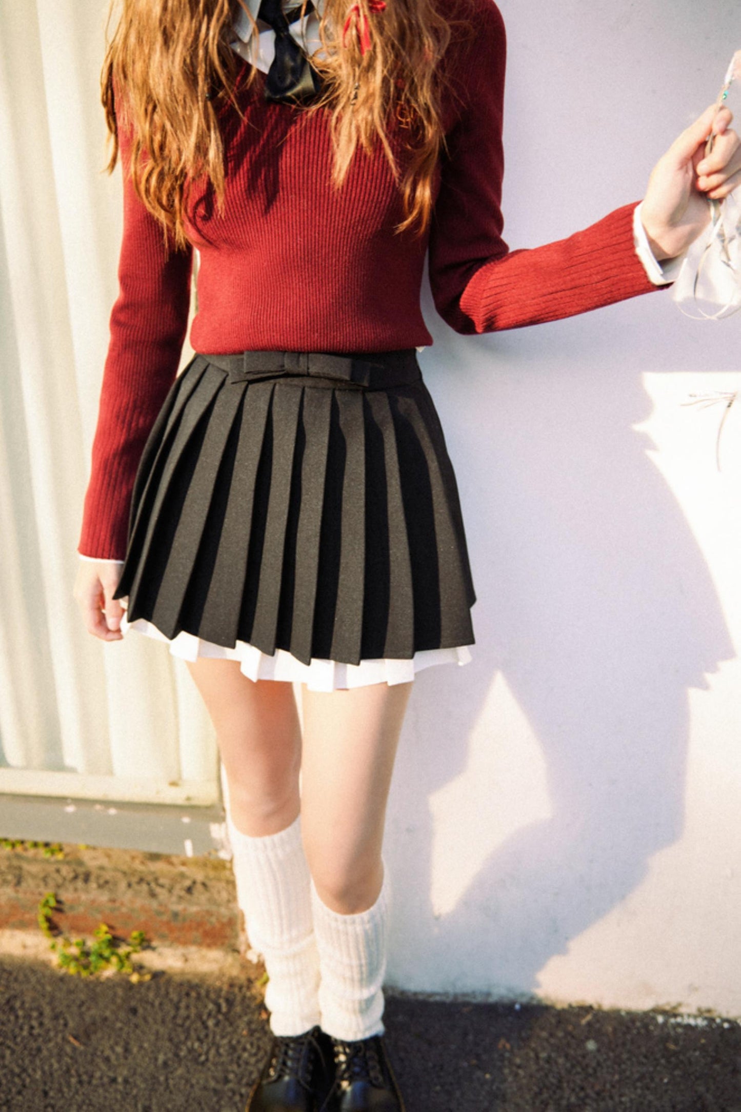 High-Waisted A-Line Pleated Skirt