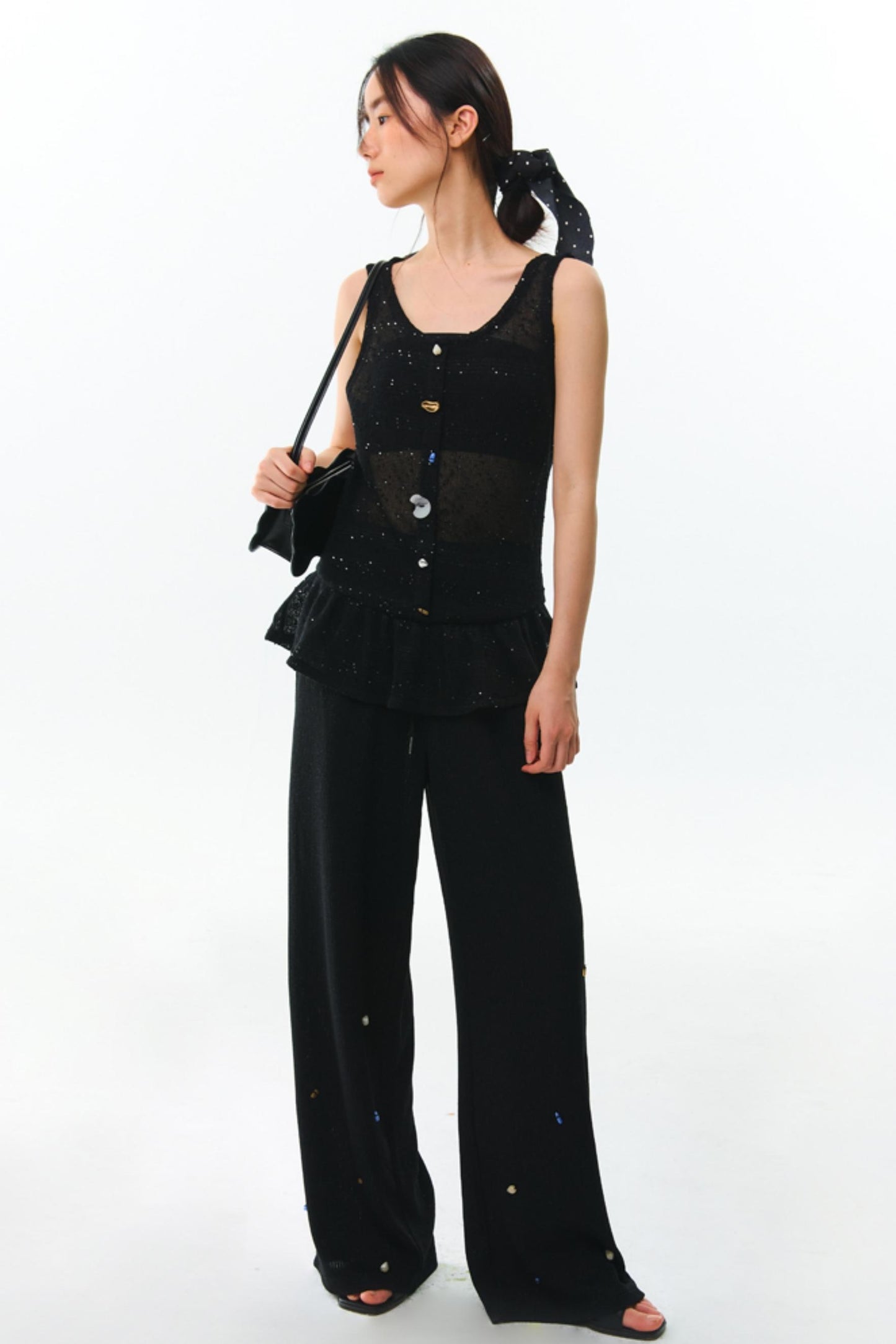 Shards Sequin Ruffled Top