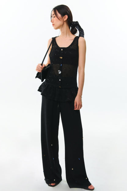 Shards Sequin Ruffled Top