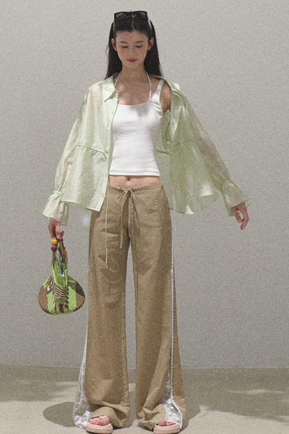 Copper Tencel Wide-Leg Pants