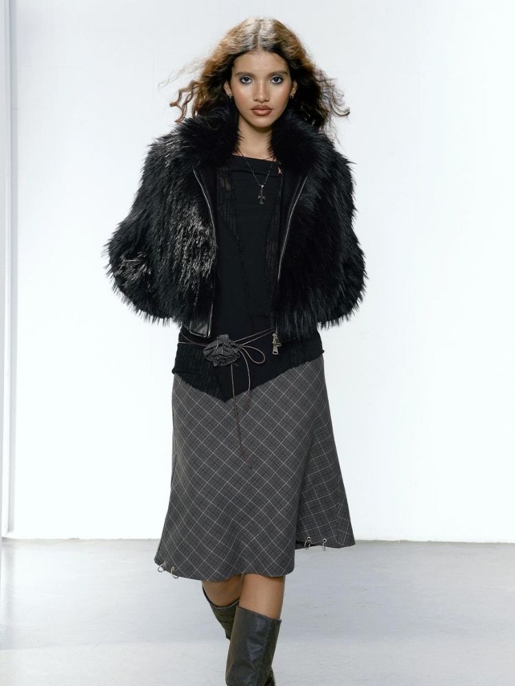 Black Eco Fur Coat