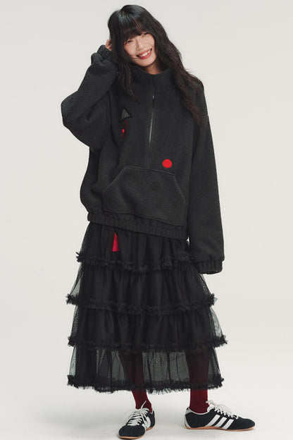 Colorful Plaid Fleece Sweatshirt