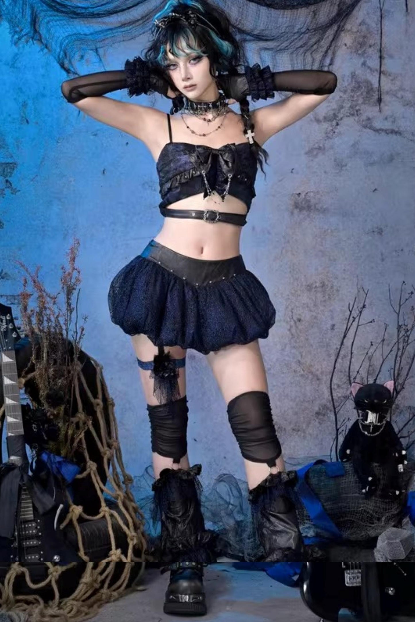 Grunge Punk Mesh Leg Warmers