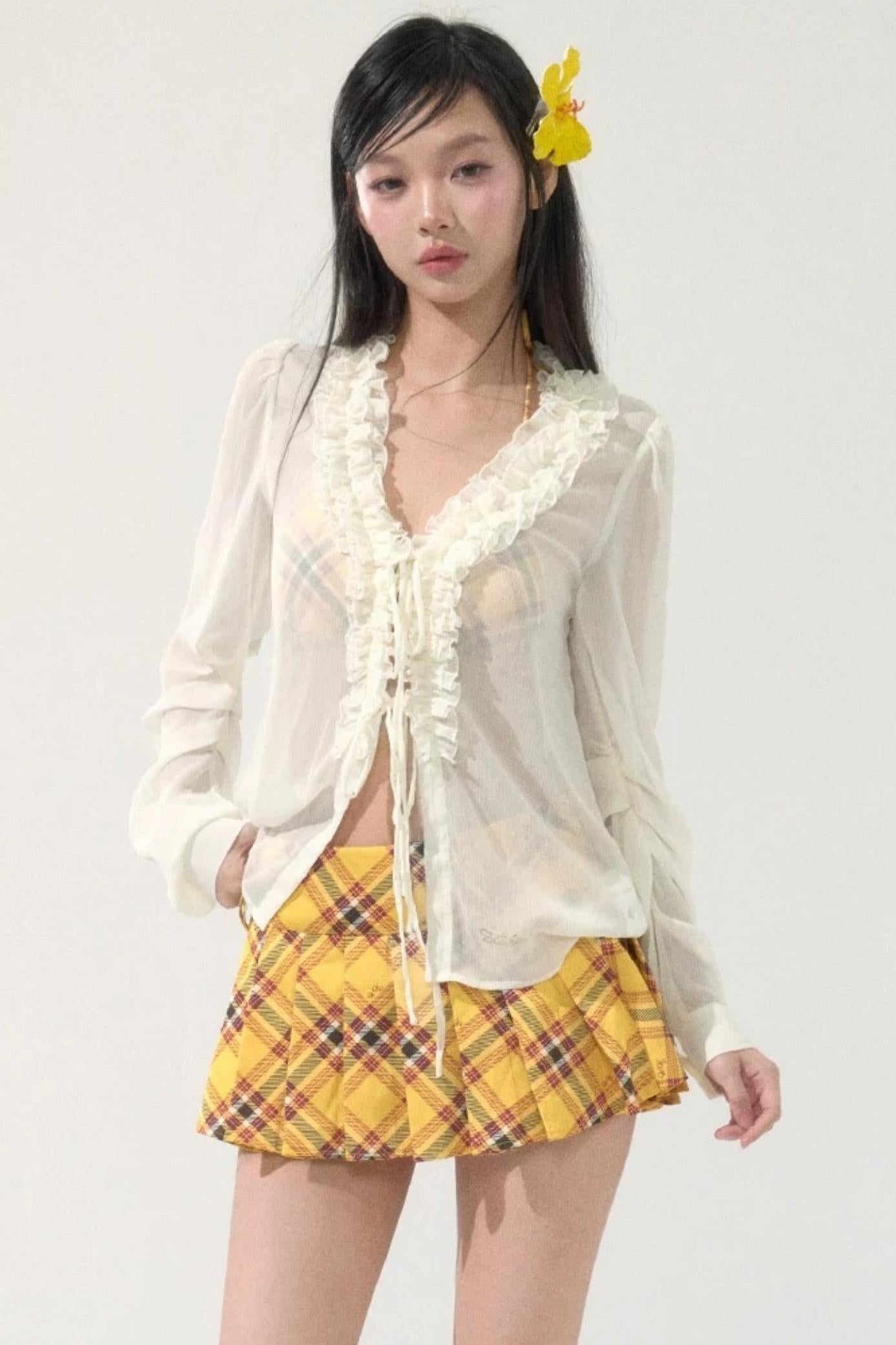 Sweet Pleated Short Skirt