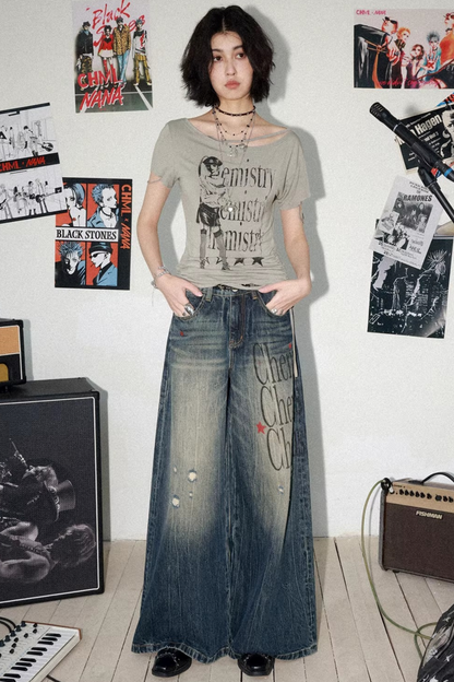 Ripped Off-Shoulder Blouse