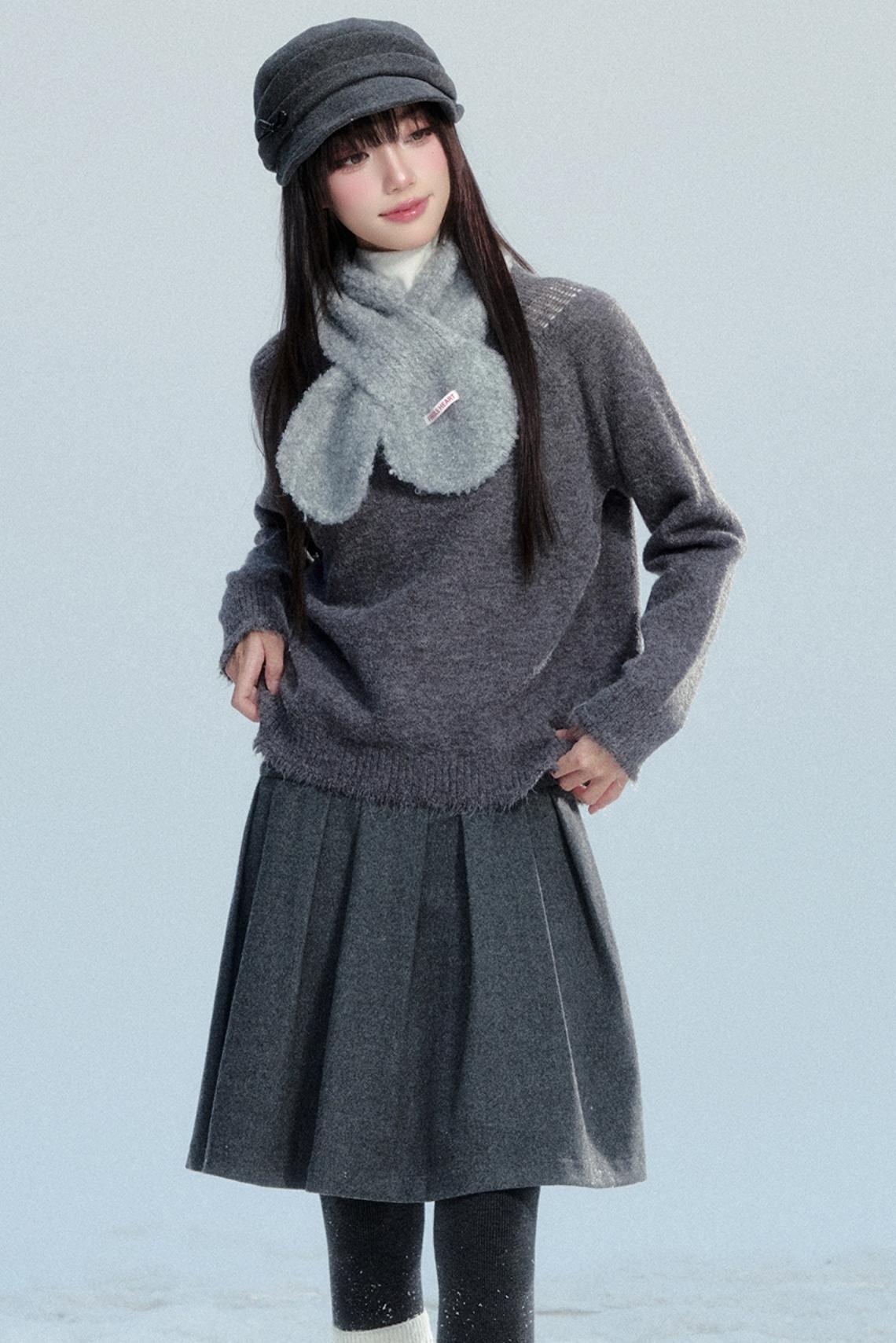 Fringed Raw Edge Knit Top