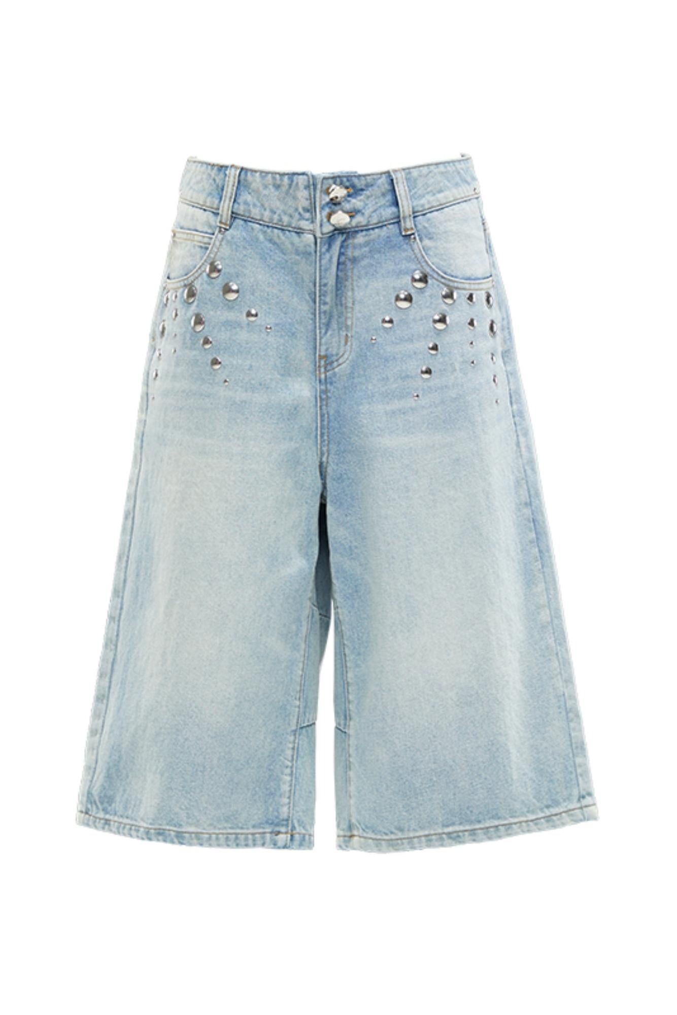 Metal Detail Denim Pants