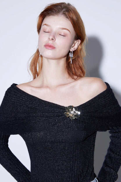 Autumn Wool One-Shoulder Sweater