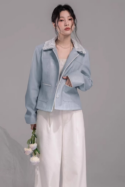 Soft Leather Morning Sky Jacket