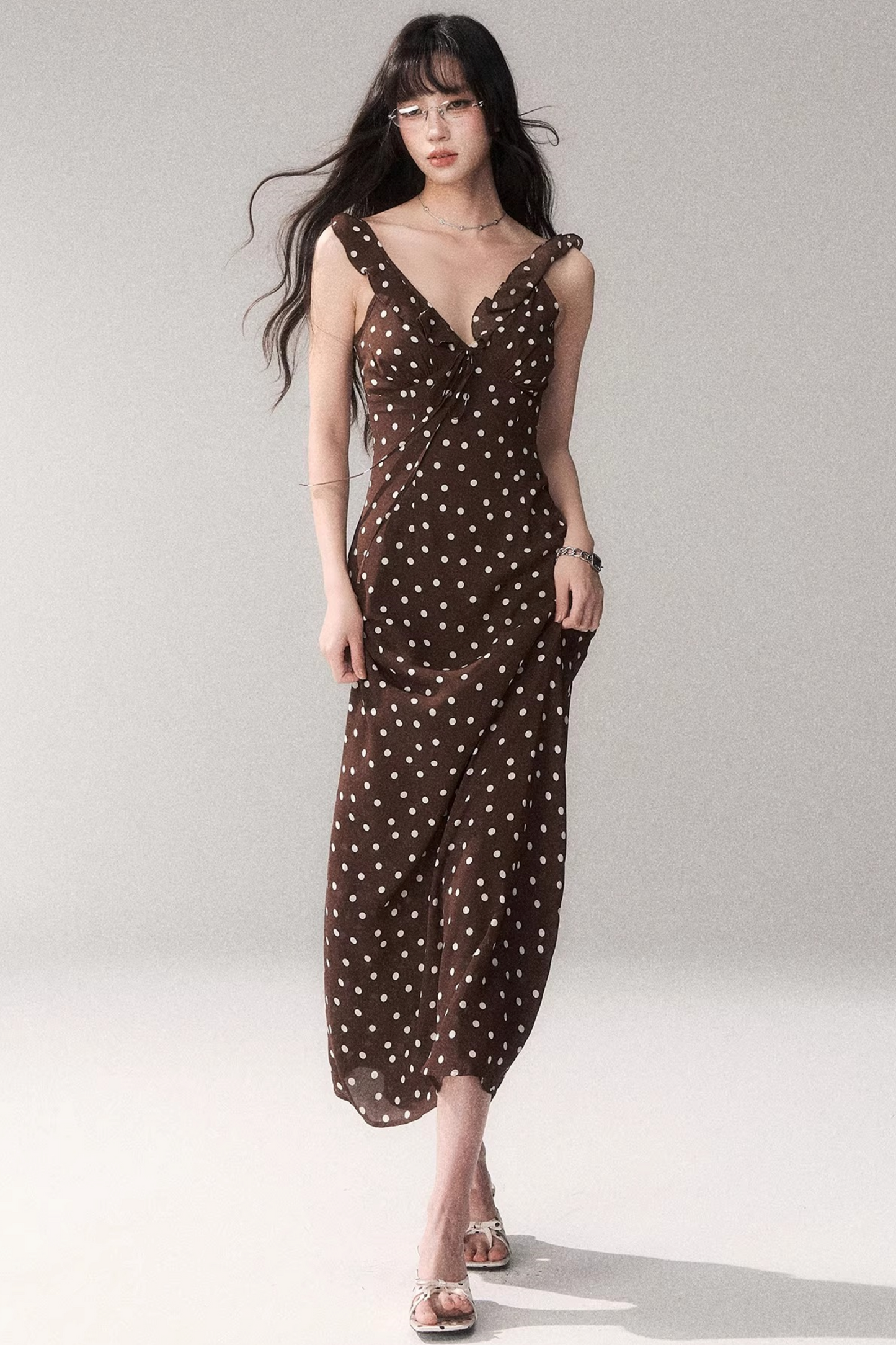 Brown Polka Dot Summer Dress