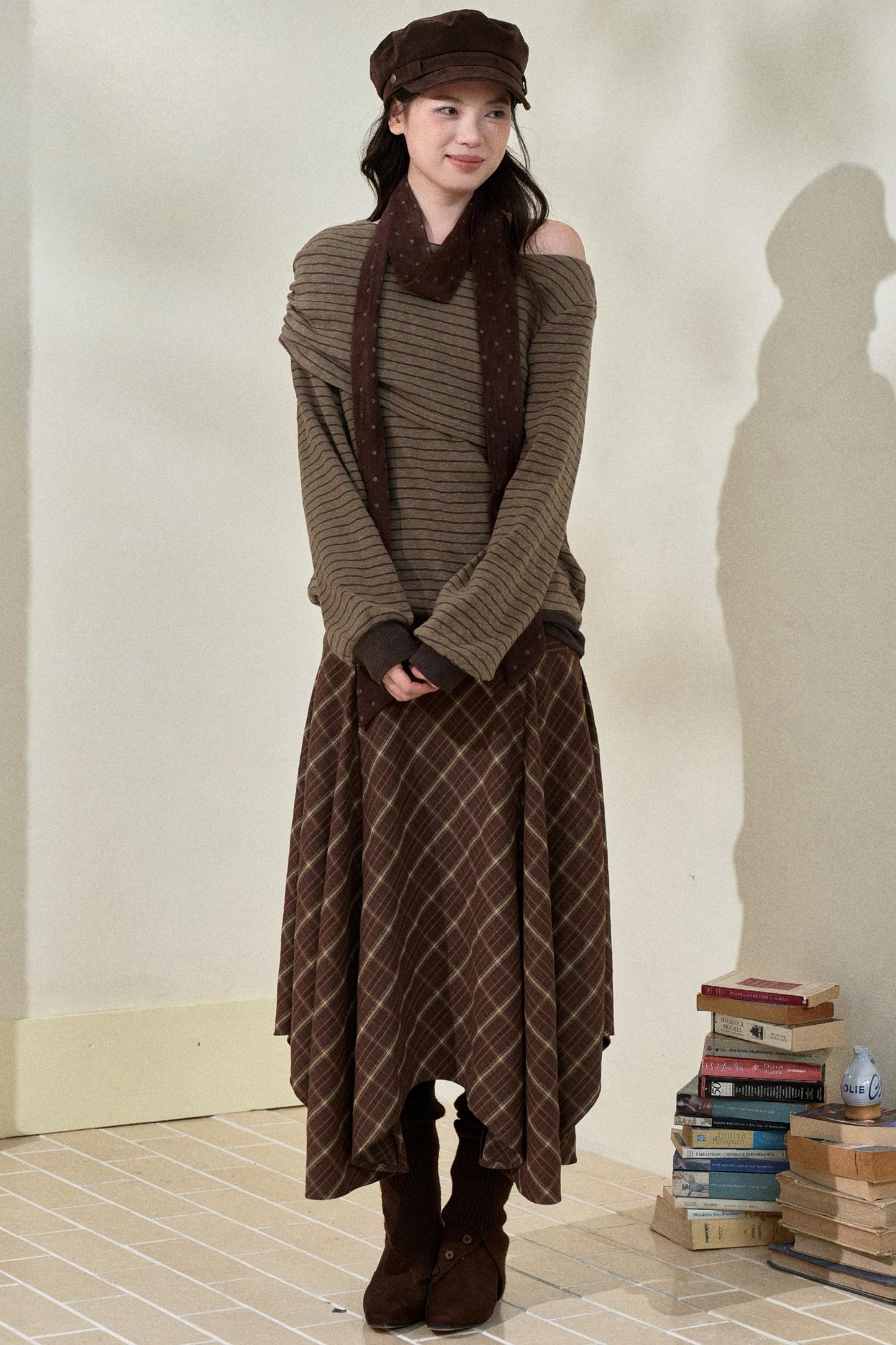 Retro Striped Off-Shoulder Top