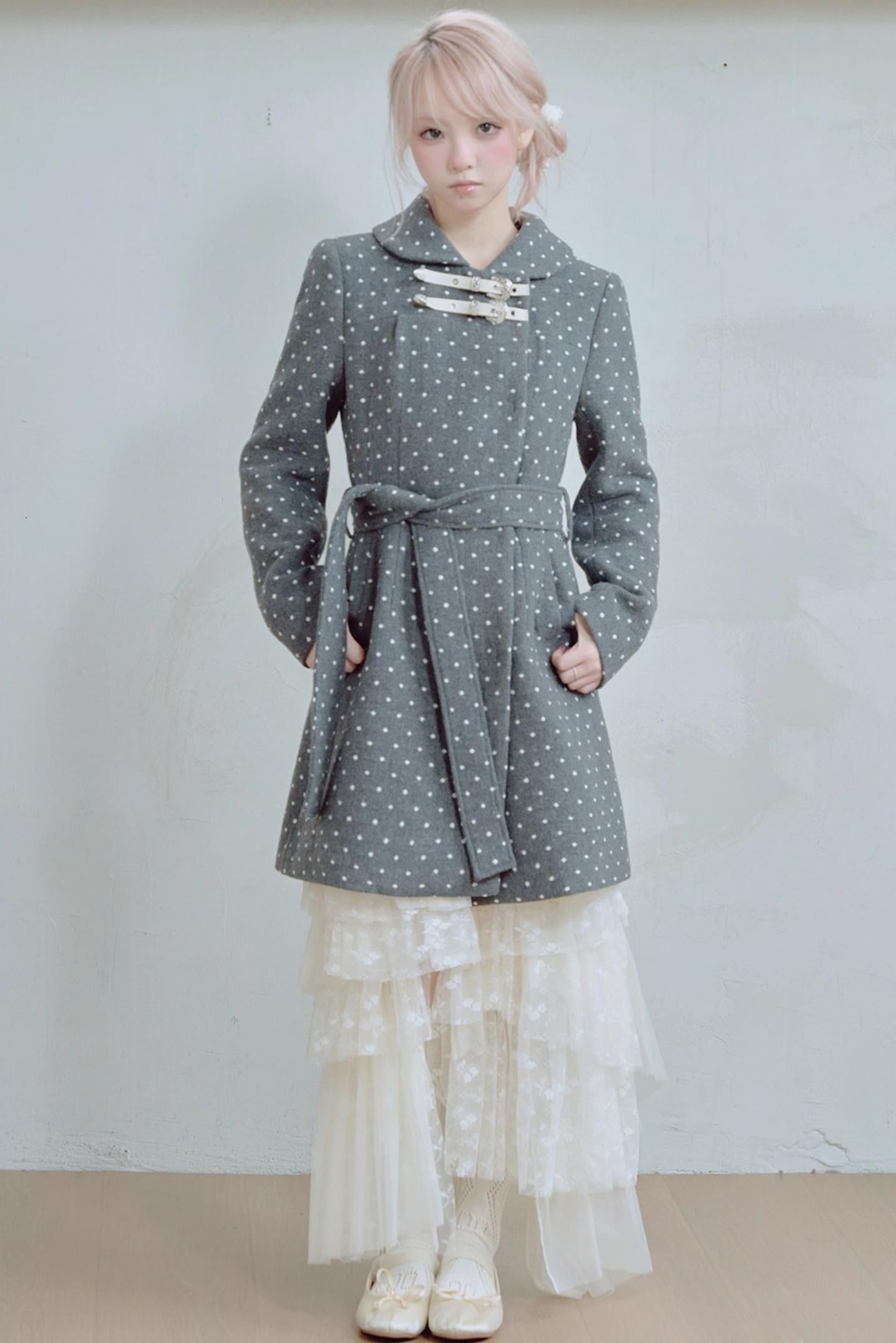Retro Polka Dot Woolen Coat