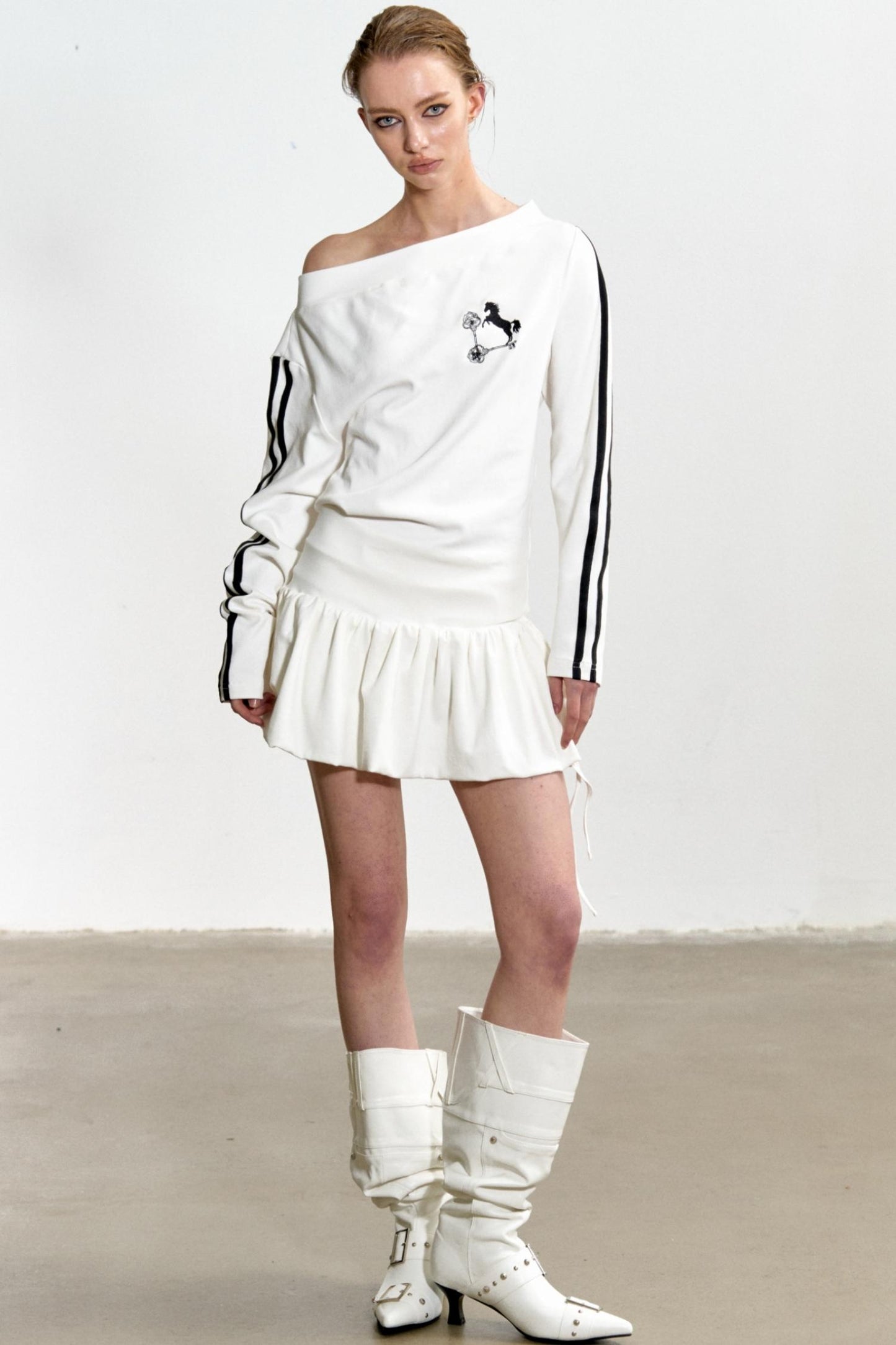 Slouchy Pleated T-Shirt Dress