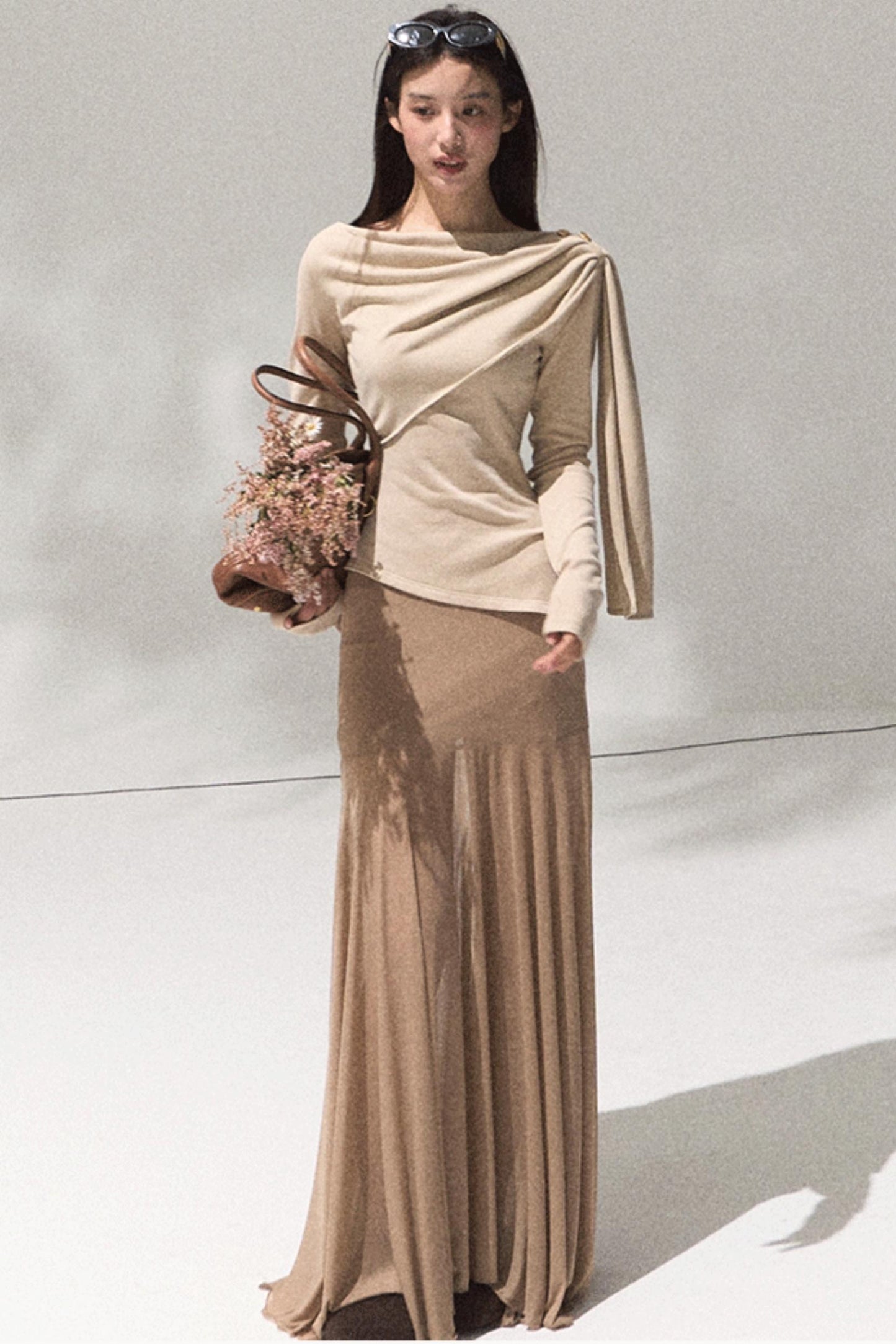 Ancient Shrine Collar Long Sleeve Knit Base Shirt