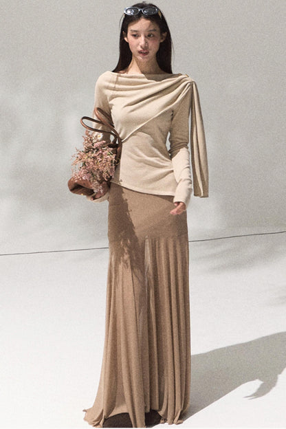 Ancient Shrine Collar Long Sleeve Knit Base Shirt