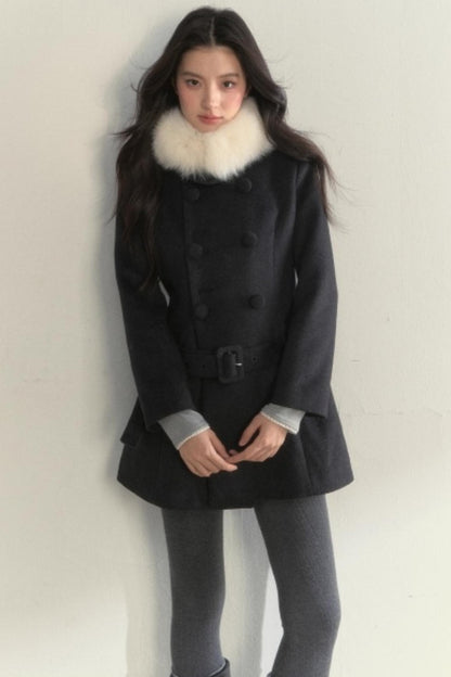 Double Breasted Low-Belt Mid-Length Coat