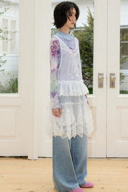 Veil Embroidery Lace Cover Up Dress