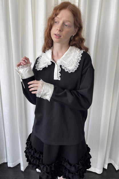 Lace Panel Knitted Sweatshirt