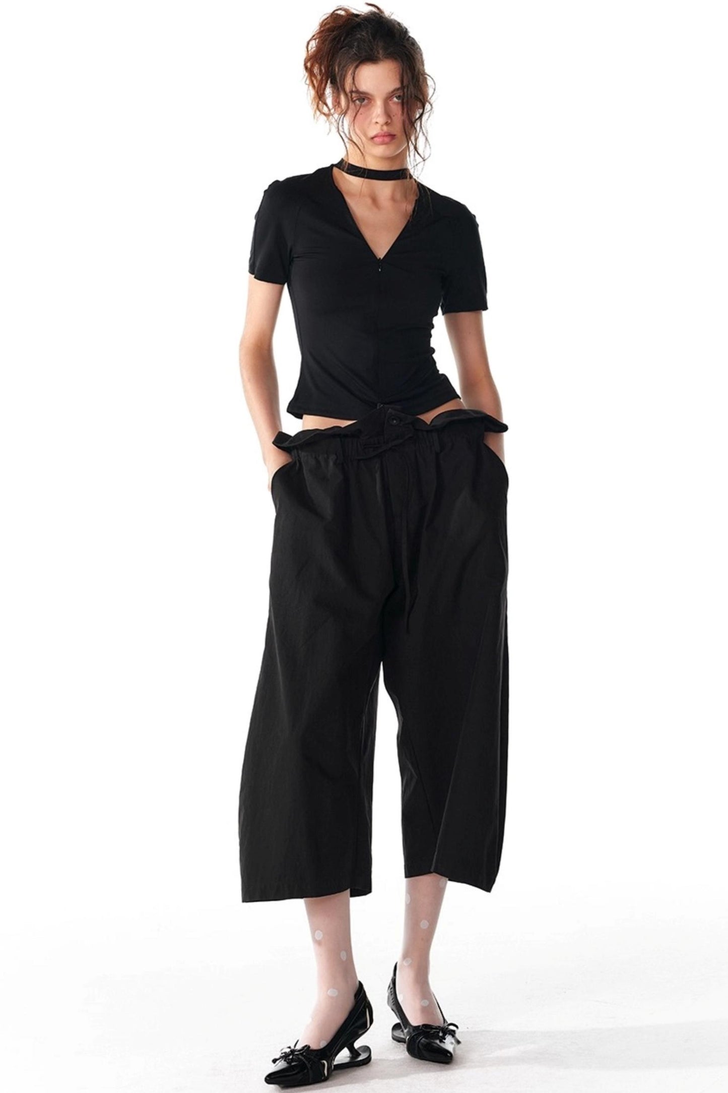 Slim Zipper Raglan Top