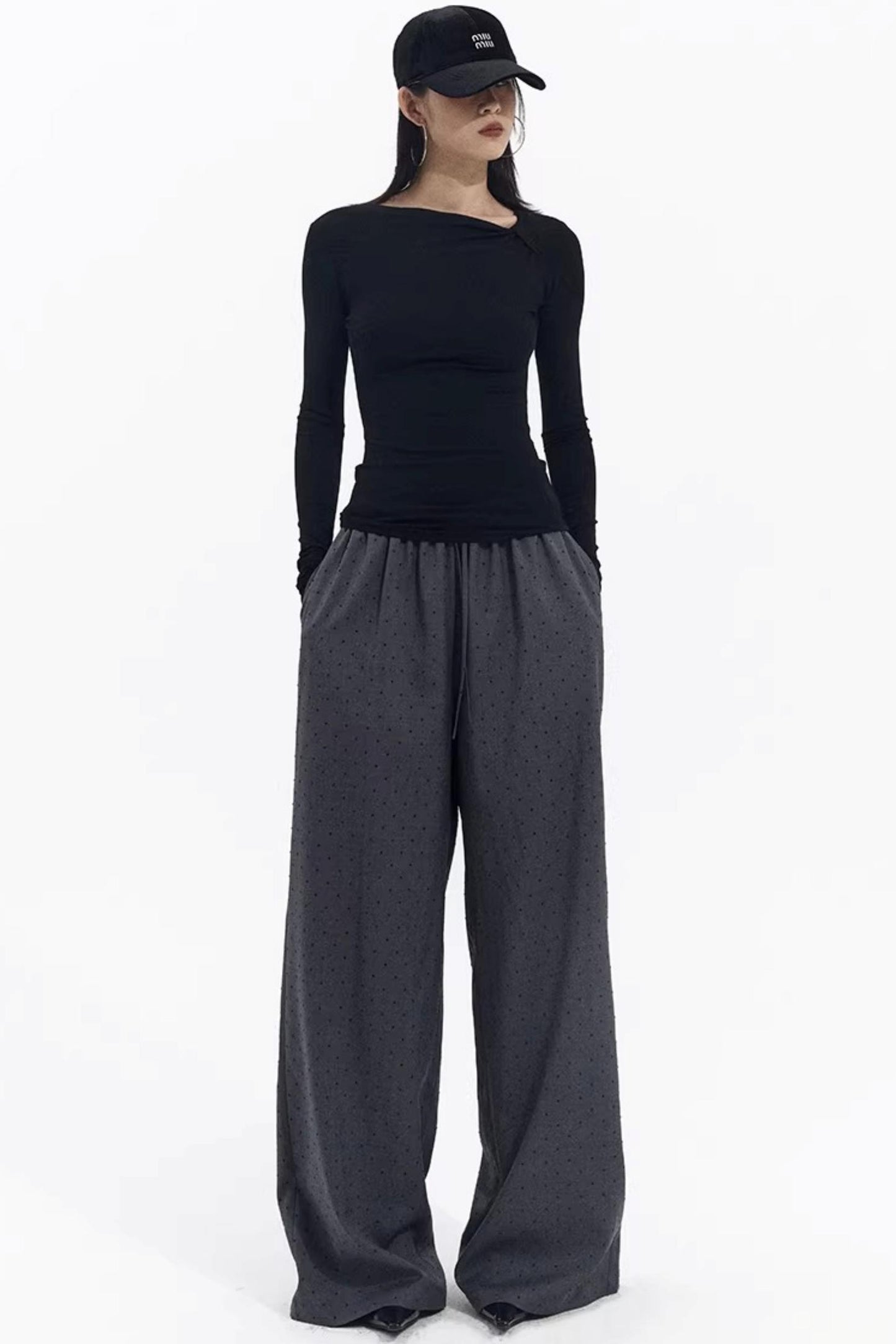 Retro Gray-Red Polka Dot Trousers