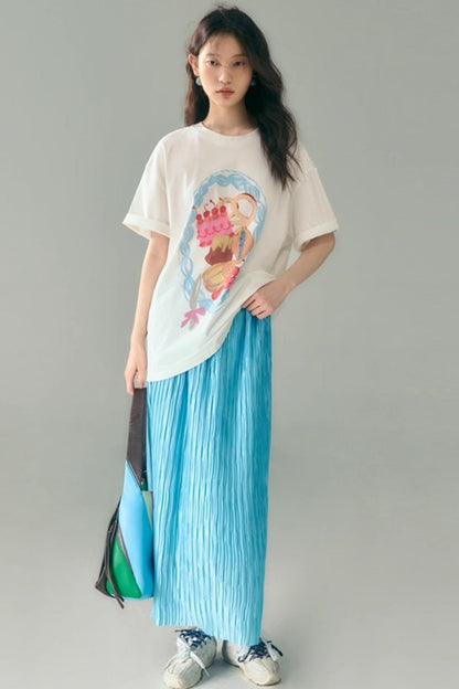 Hand-Painted Crewneck Cotton T-Shirt