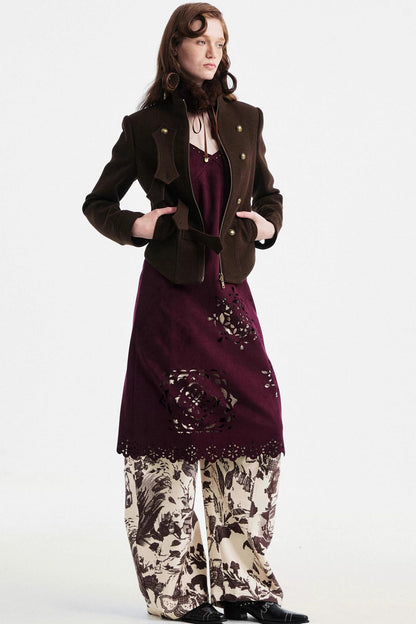 Beige Floral Scimitar Pants