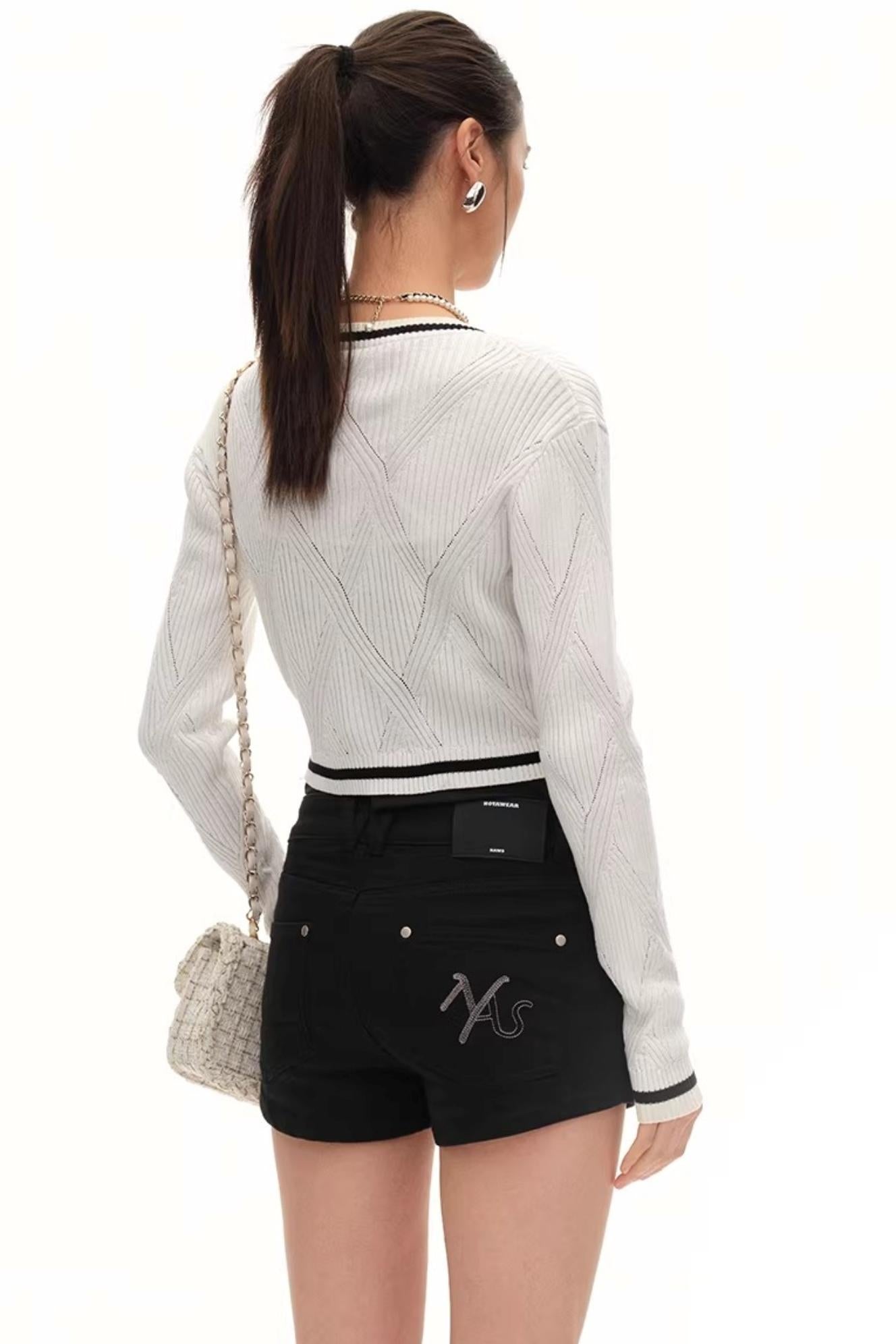 Versailles Wool Argyle Cardigan Top