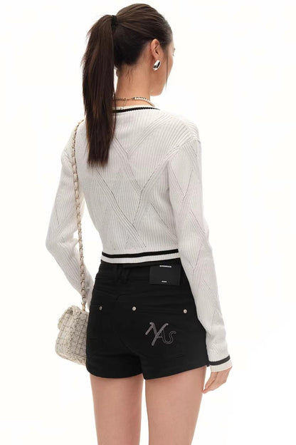 Versailles Wool Argyle Cardigan Top