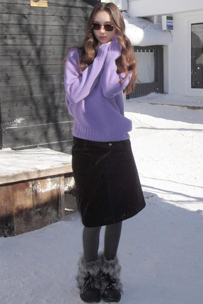 Vintage Dark Purple Velvet Skirt