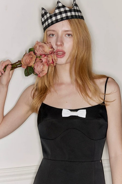 Black Satin Bow Dress