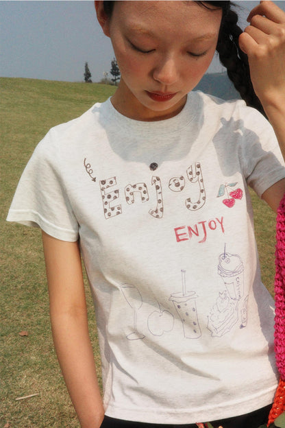 Light Gray Polka Dot Tee