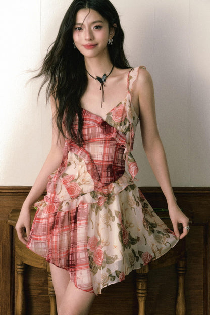 Floral Ruffle Halter Dress