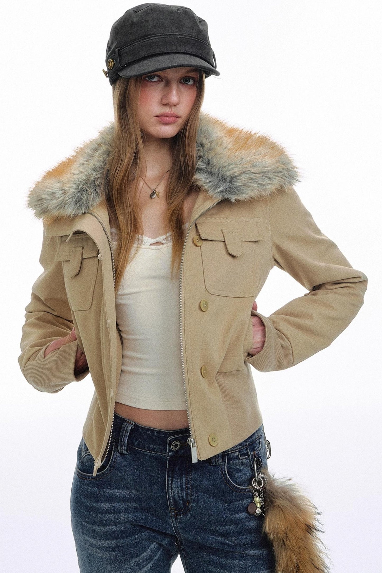 Raccoon Fur Lapel Jacket